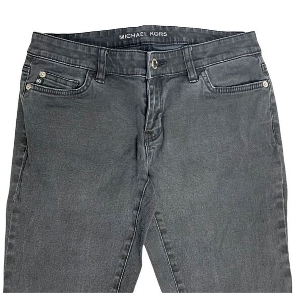 Michael Kors Denim Skinny Jeans 2 Black Jeggings Ankle Zipper Stretch 5 Pocket - Picture 2 of 7